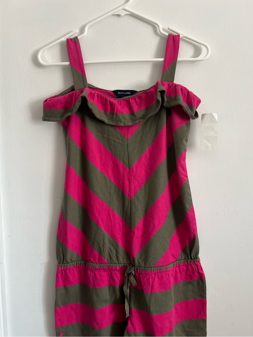 Vintage Ralph Lauren Striped Girls Romper onesie L 12/14 NWT